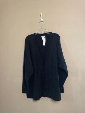 PINK Victoria's Secret Black V-Neck Button Cardigan SZ XL